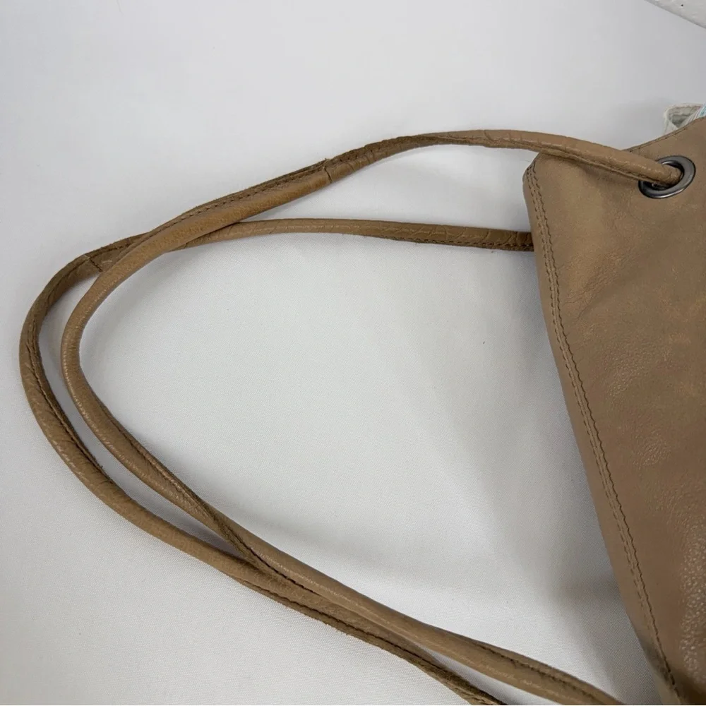 The SAK Taupe Leather Drawstring Backpack